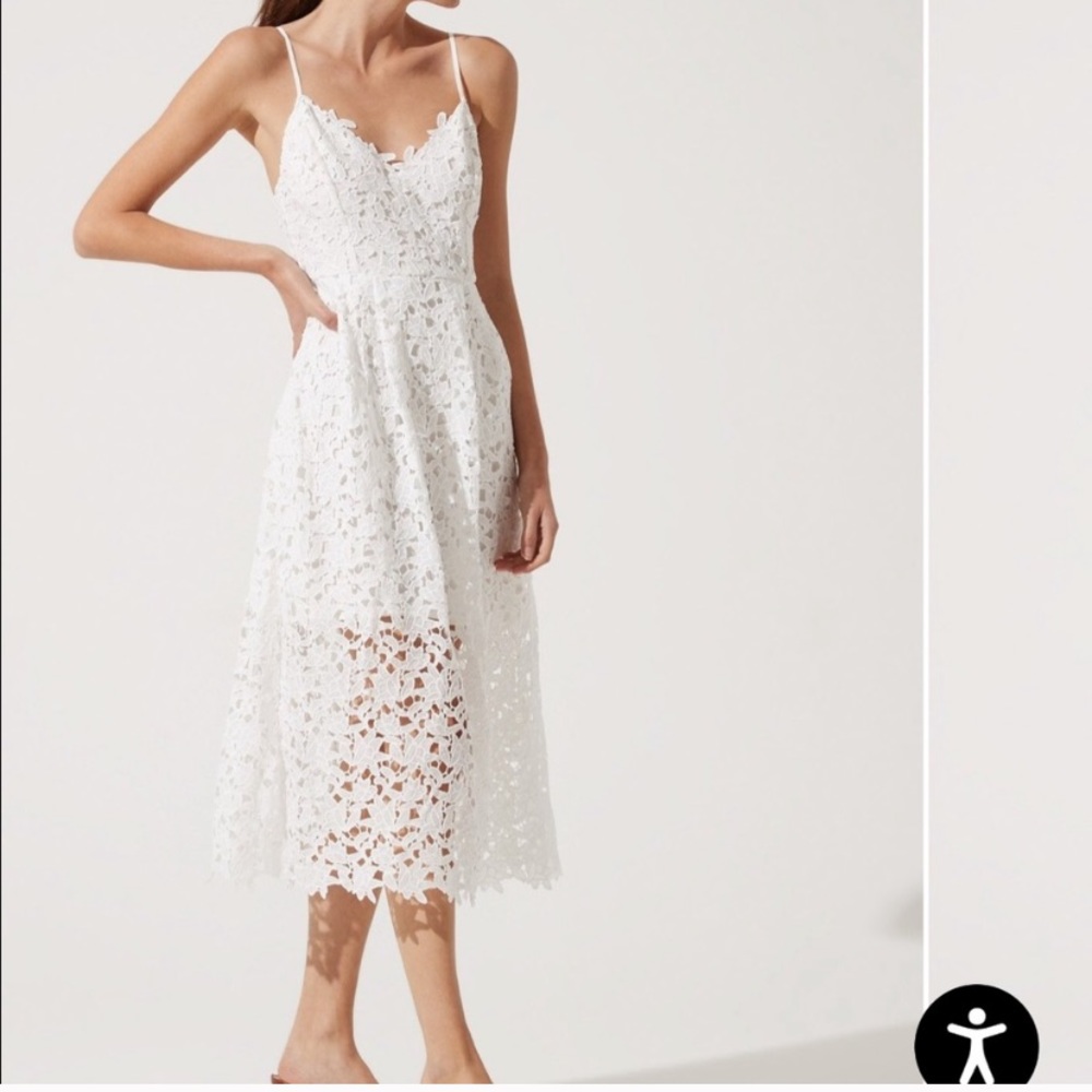 ASTR Lace Midi Dress White Size Large